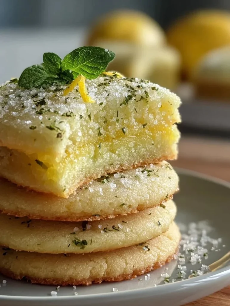 Freshly baked lemon basil sugar cookies on a cooling rack