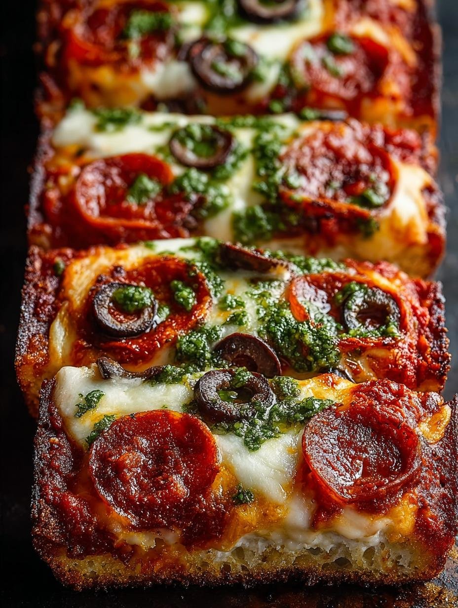 Detroit Style Pizza with Crispy Cheese Crust Recipe - Detroit Style Pizza with - additional detail