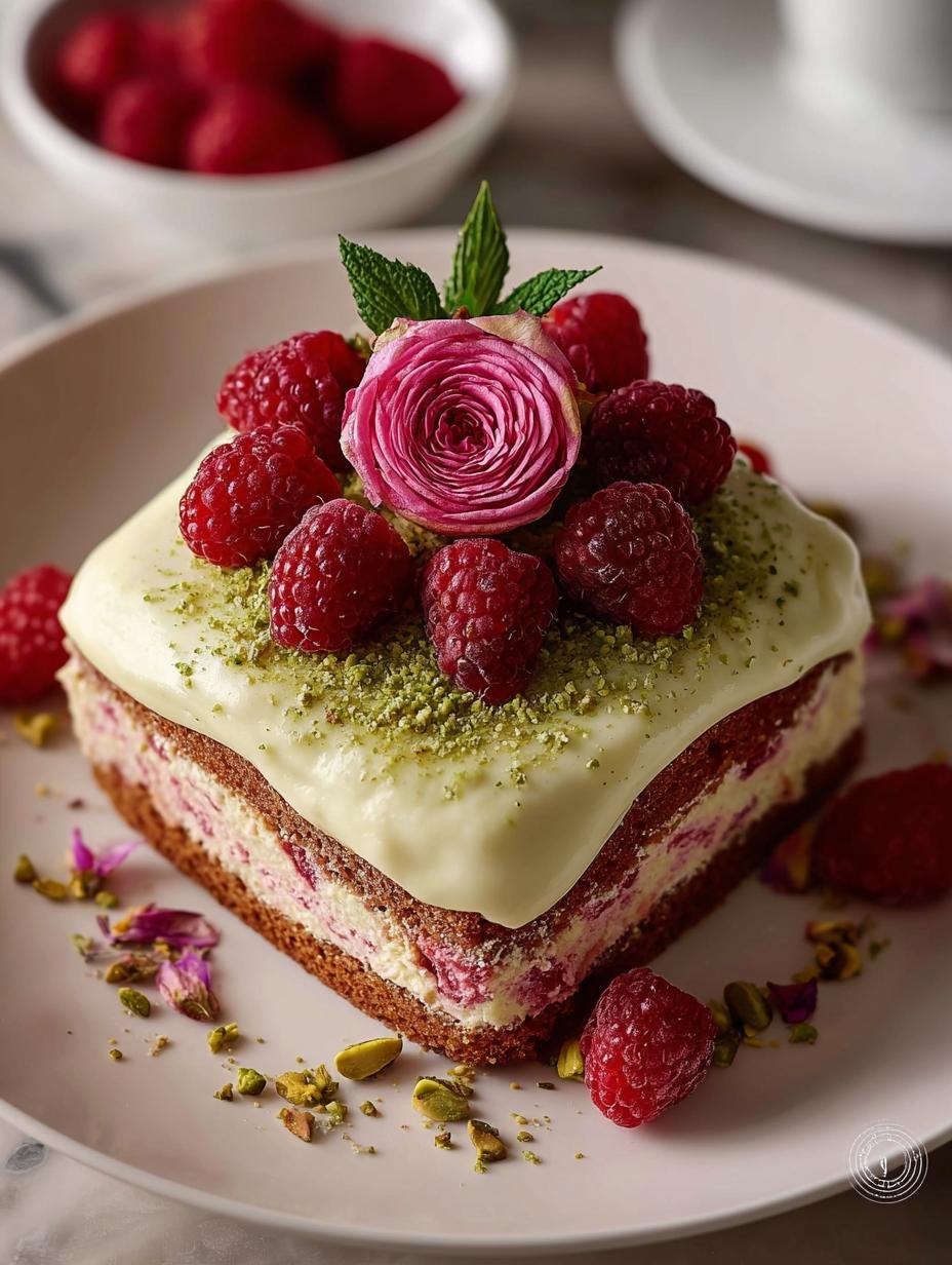 Pistachio Raspberry Rose Cake: 5 Irresistible Layers - Pistachio Raspberry Rose Cake - main visual representation