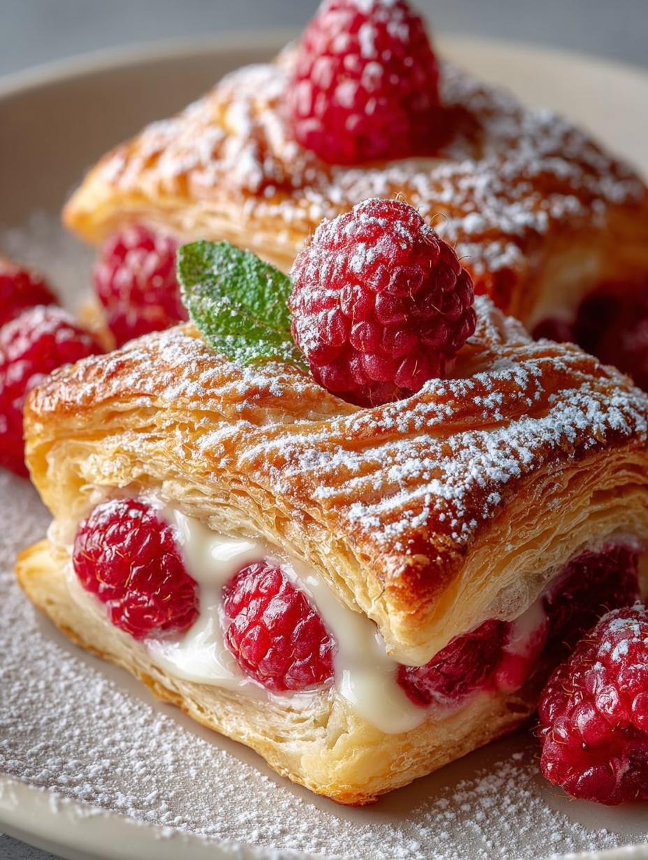 Raspberry Danish: 9 Irresistible Flaky Treats to Enjoy 3 Delicious Raspberry Danish with flaky pastry and fresh raspberries