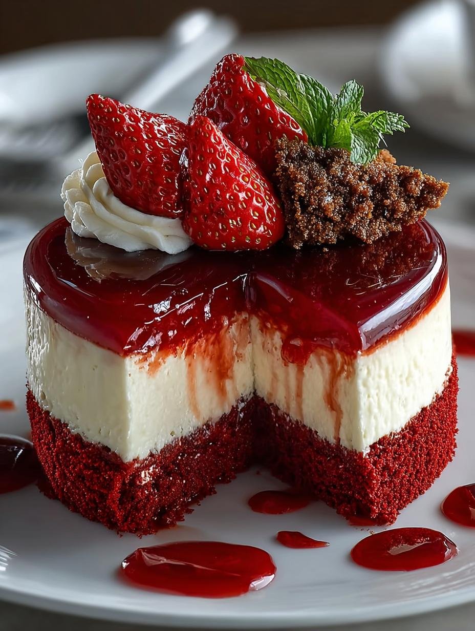 Decadent Red Velvet Strawberry Cheesecake Delight - Red Velvet Strawberry Cheesecake - additional detail