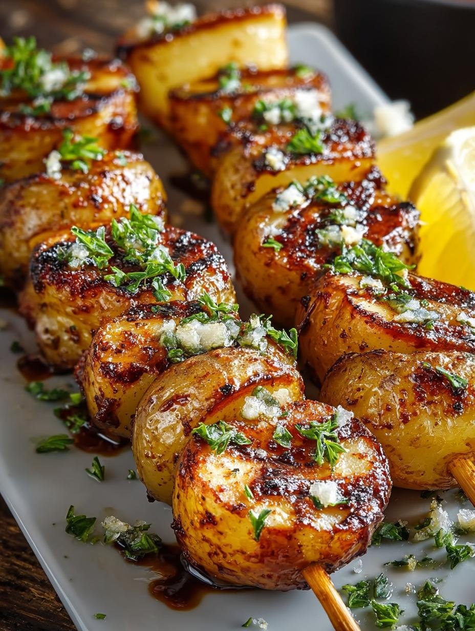 Savor Skewered Grilled Potatoes for BBQ Perfection - Skewered Grilled Potatoes - main visual representation