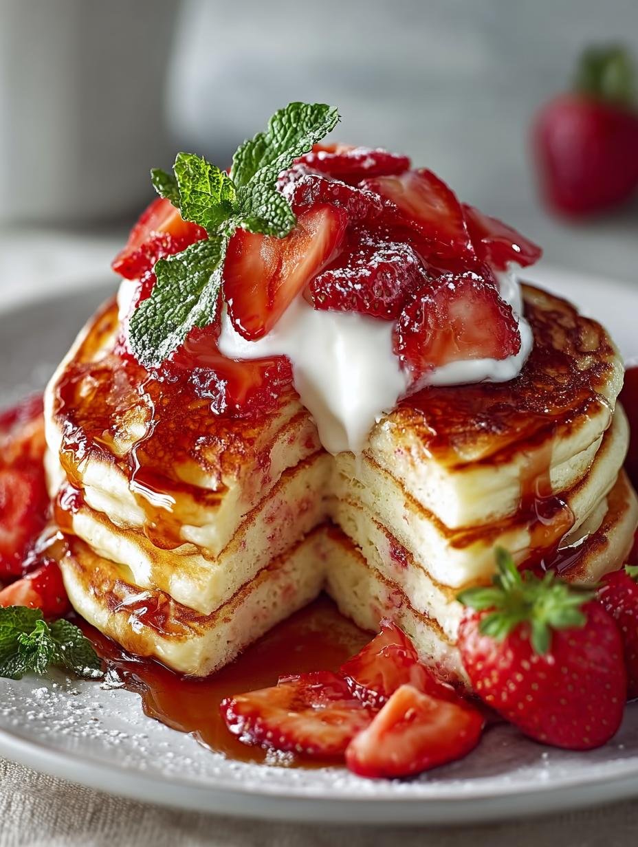 Gluten-Free Strawberry Cheesecake Pancakes Delight - Strawberry Cheesecake Pancakes - main visual representation