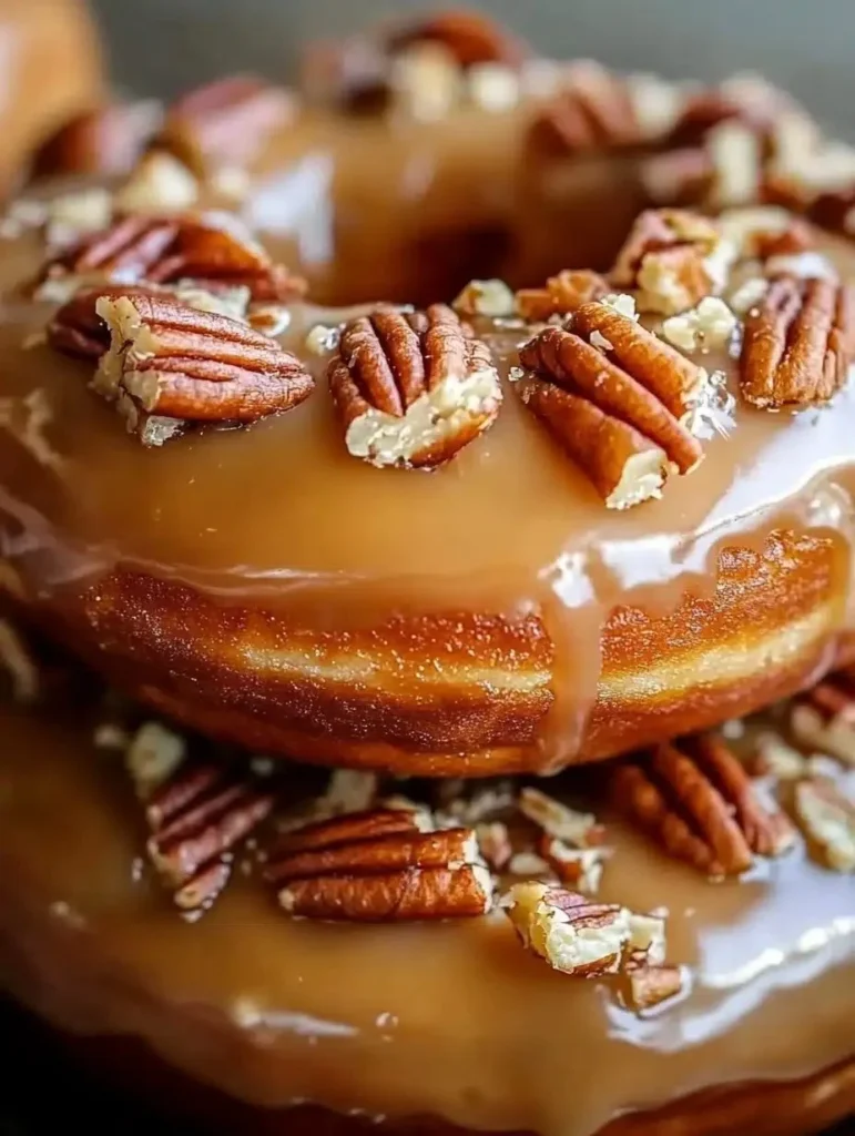 Delicious Butter Pecan Donuts topped with crunchy pecans