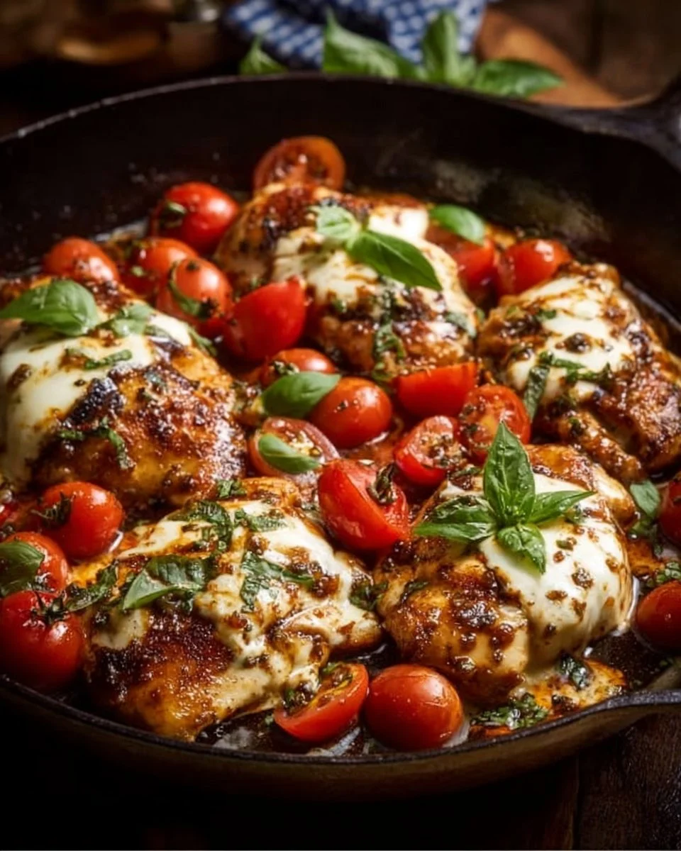 One-Pan Balsamic Chicken served with vegetables on a plate