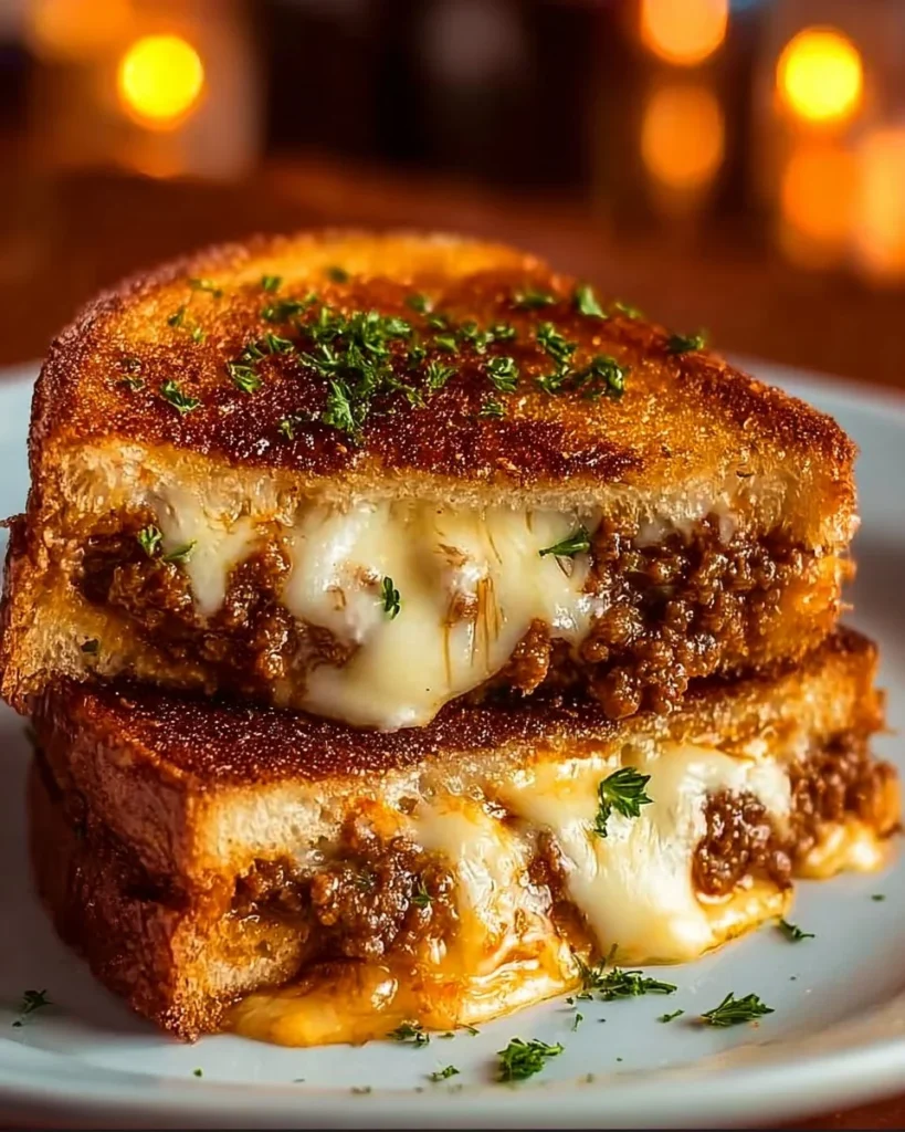 Ultimate Cheesy Ground Beef Melt served with melted cheese and savory beef