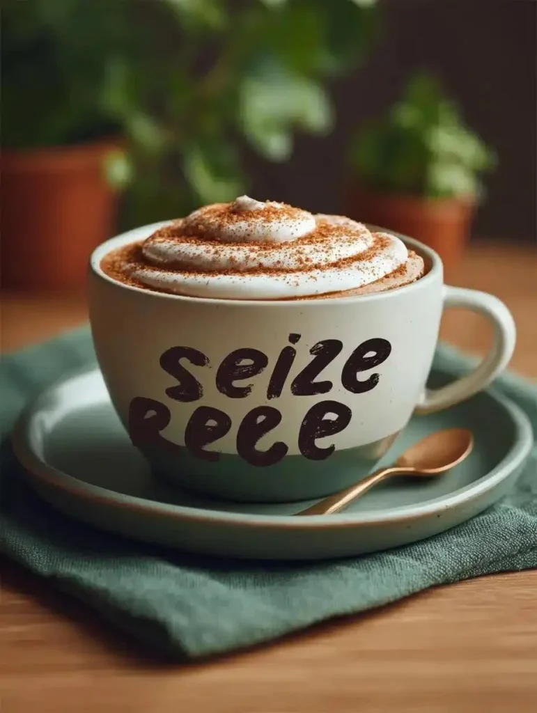 A steaming cup of Cinnamon Brown Sugar Coffee with a sprinkle of cinnamon on top.