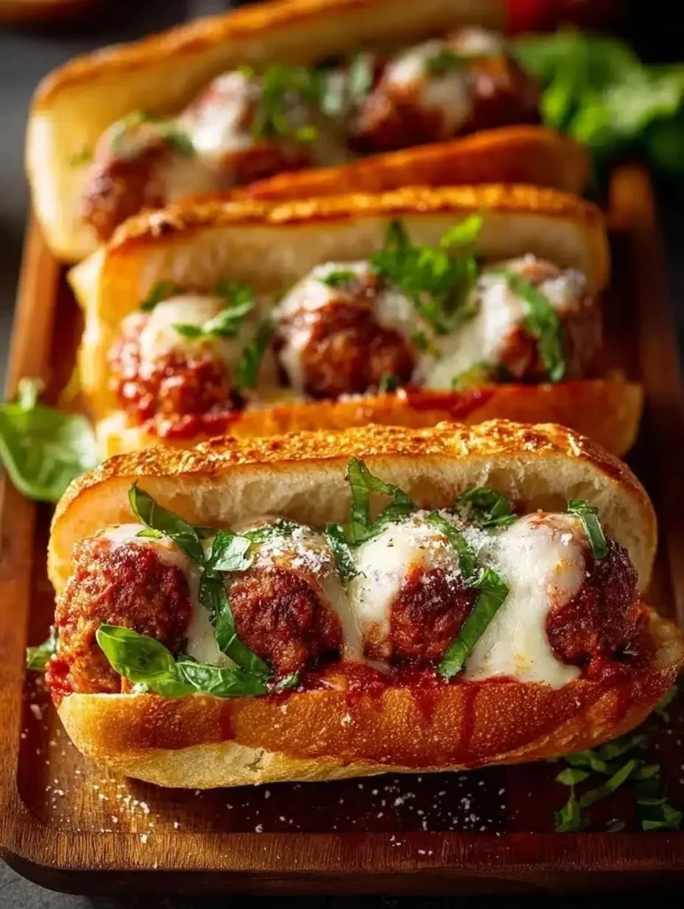Delicious classic Italian meatball subs with rich marinara sauce and melted cheese