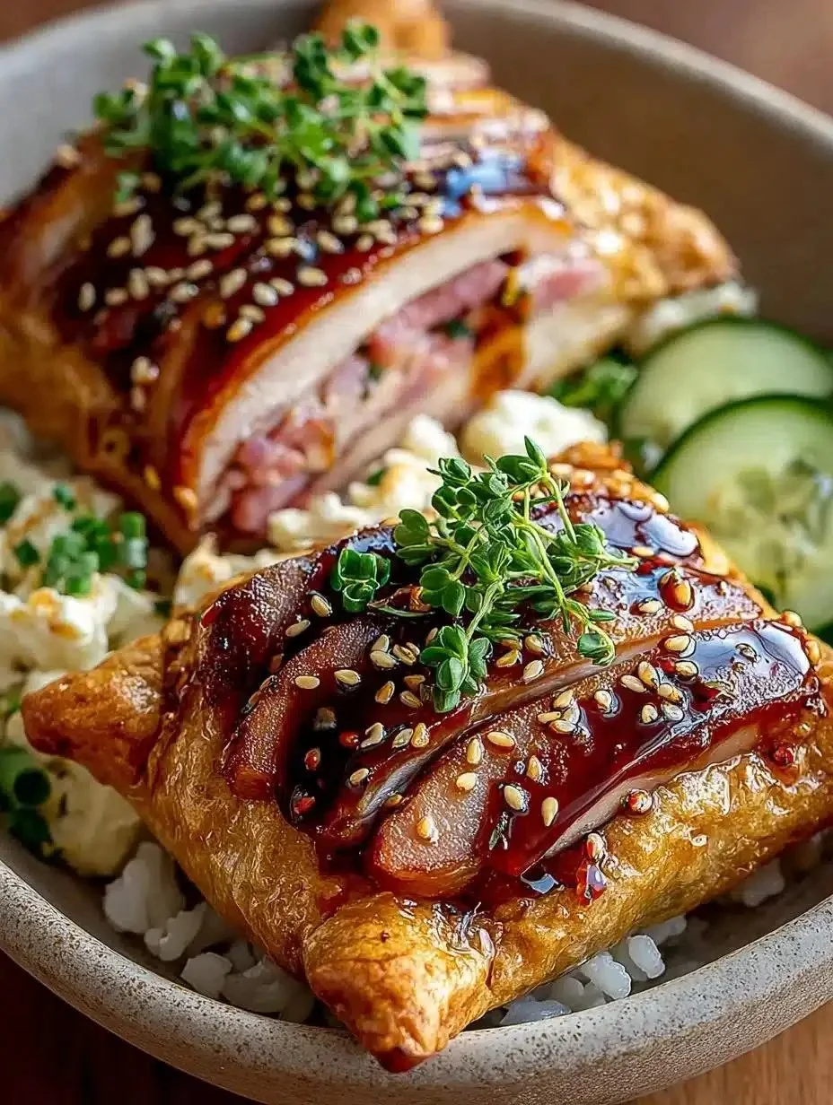 Flaky and golden puff pastry grilled cheese sandwich on a rustic plate.