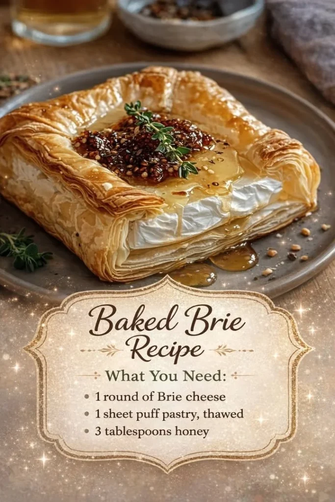 Deliciously baked Brie cheese served with fruit and nuts