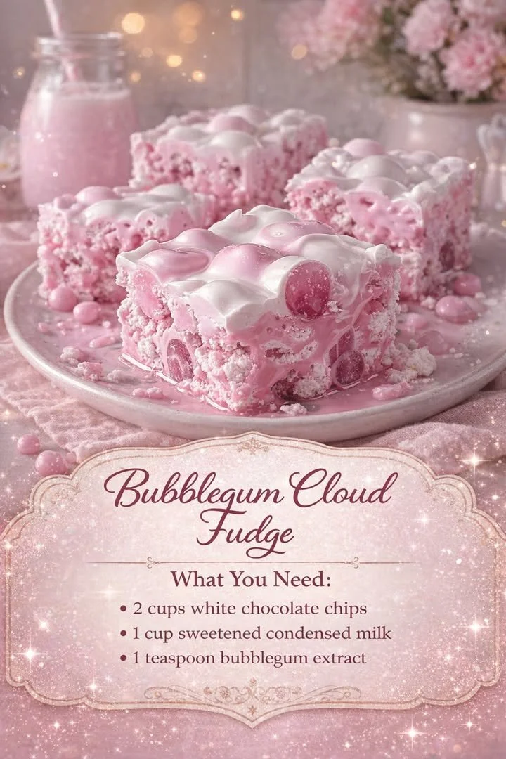 Bubblegum Cloud Fudge 1 Deliciously colorful Bubblegum Cloud Fudge dessert on a plate