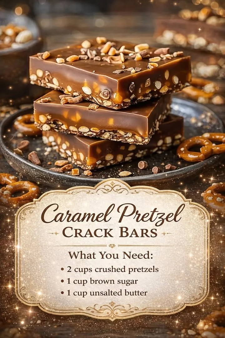 Caramel Pretzel Crack Bars 1 Delicious caramel pretzel crack bars topped with a sweet drizzle