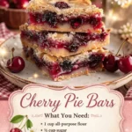 Delicious cherry pie bars topped with fresh cherry filling and a crumbly crust.