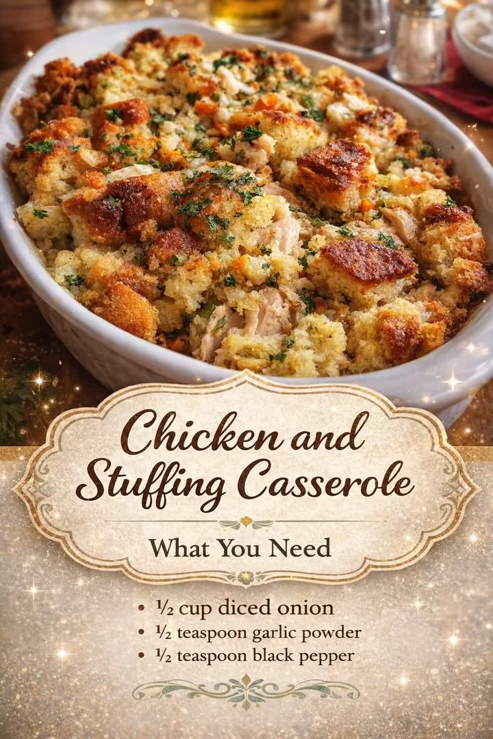Delicious Chicken and Stuffing Casserole ready to serve