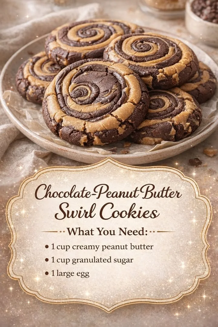 Delicious chocolate-peanut butter swirl cookies on a plate.