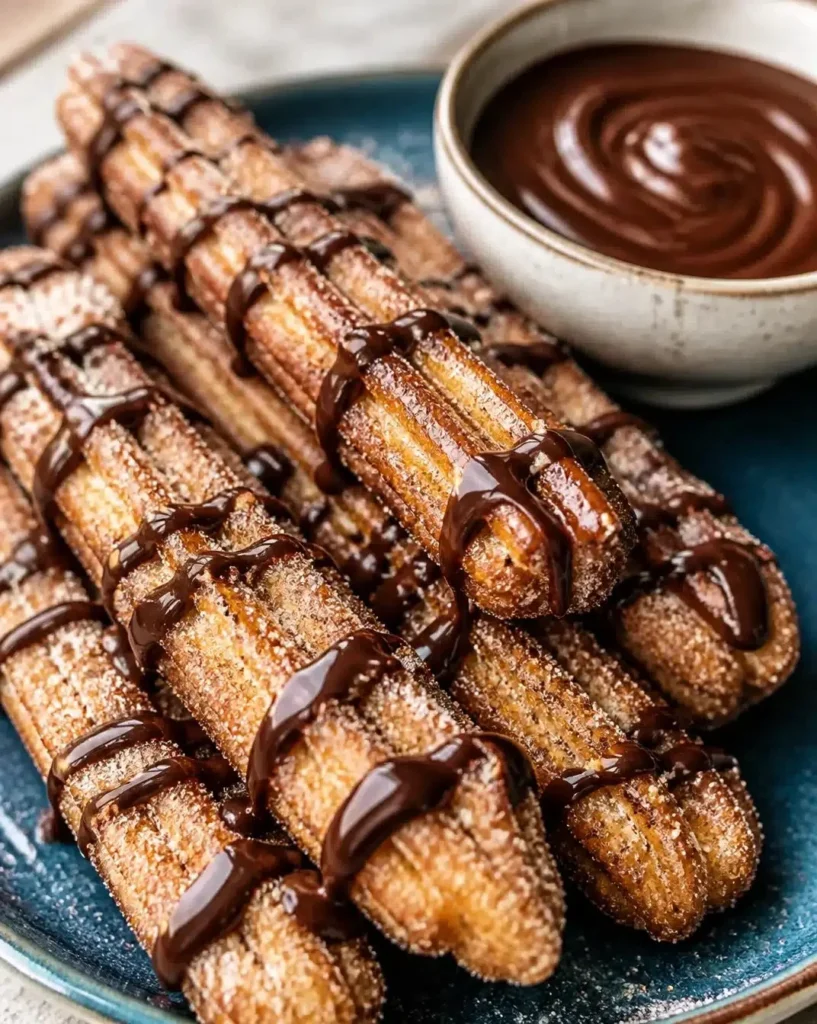 Delicious Churro Toffee with cinnamon sugar and chocolate drizzles on top.