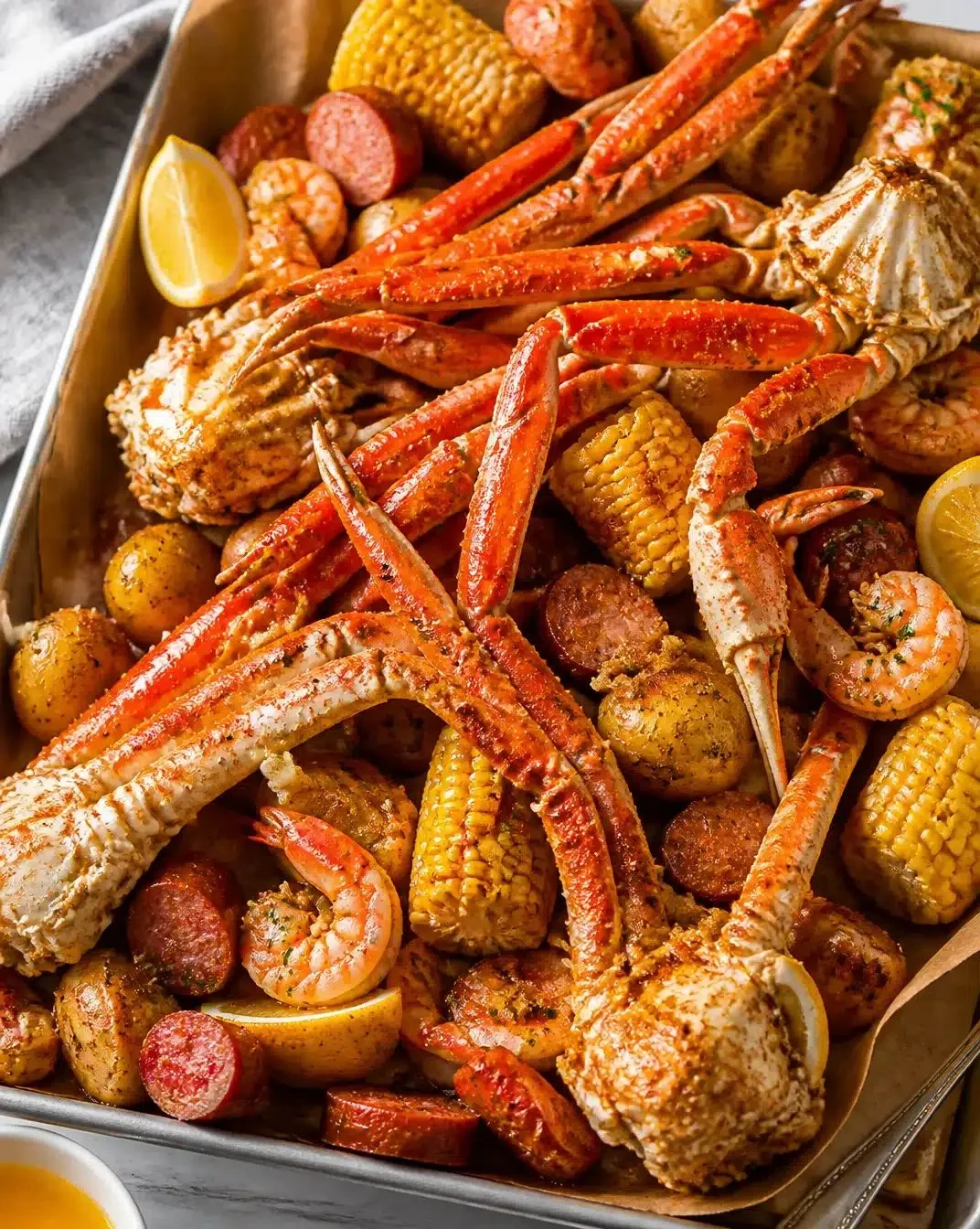 Crab Boil with New England Flair 1 A delicious crab boil dish featuring ingredients and flavors inspired by New England.