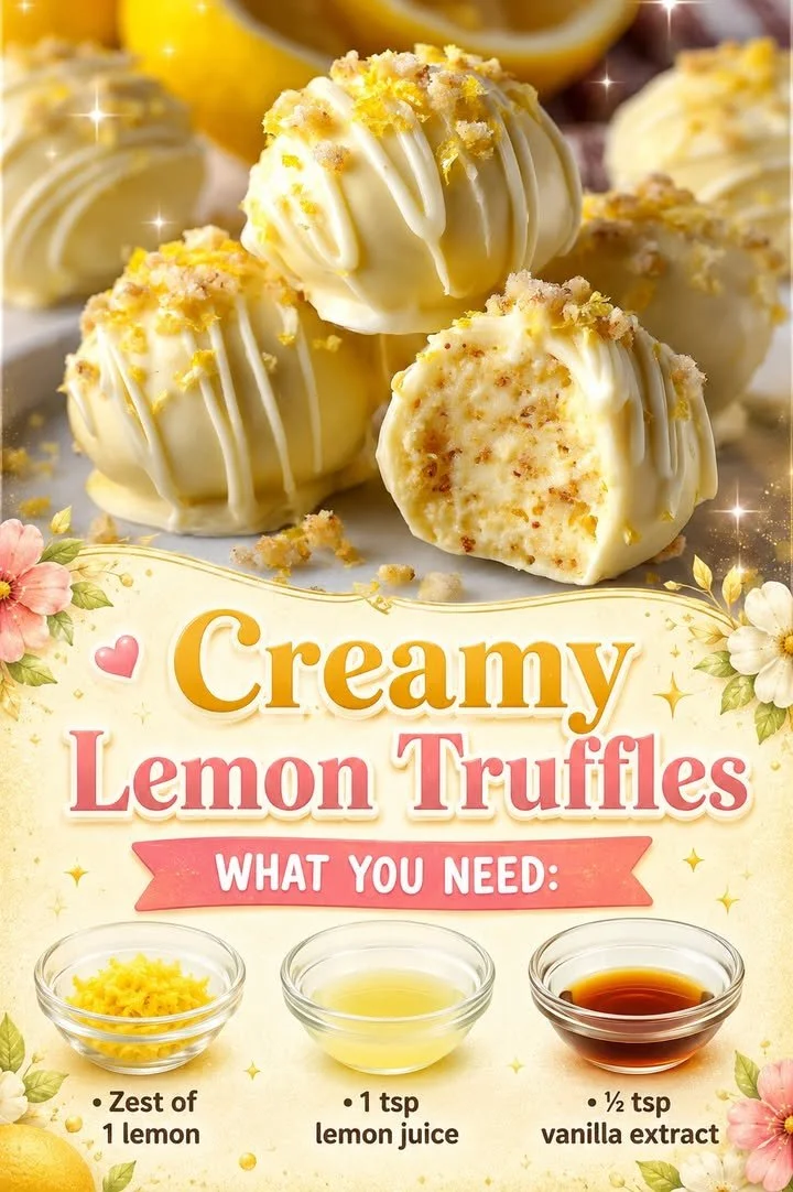 Delicious creamy lemon truffles ready to enjoy as a fruity dessert