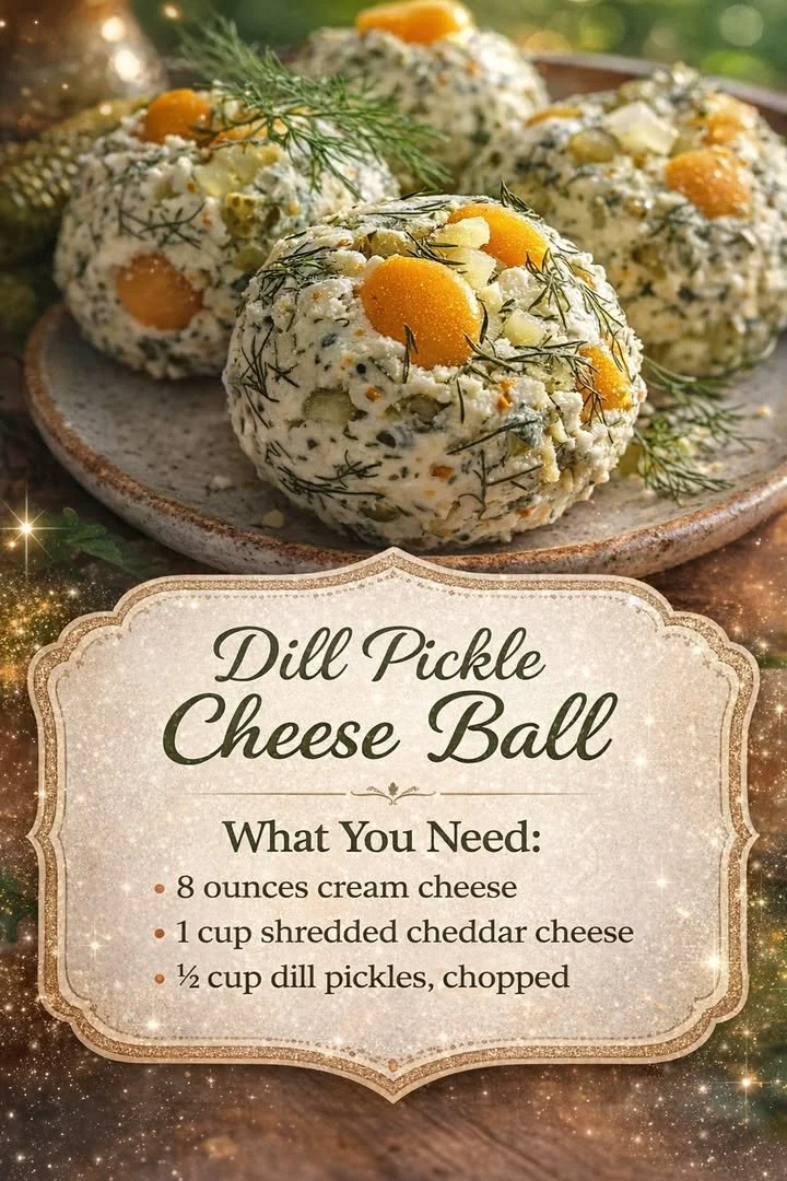 Dill Pickle Cheese Ball 1 Dill Pickle Cheese Ball on a serving platter with crackers