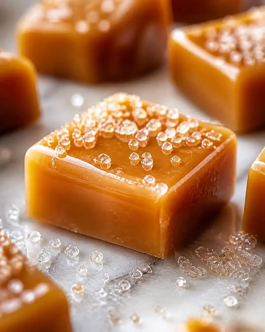 Delicious homemade vanilla cream caramels on a wooden surface