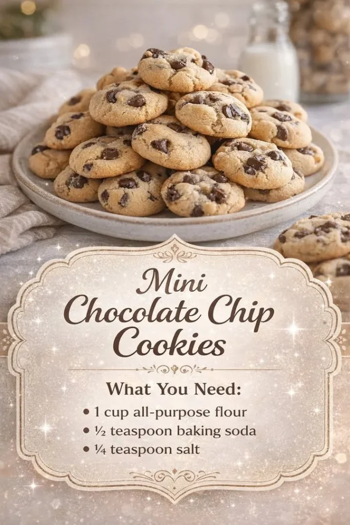 Delicious mini chocolate chip cookies on a plate