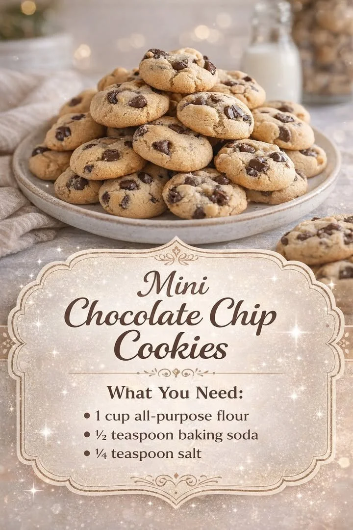 Delicious mini chocolate chip cookies on a plate