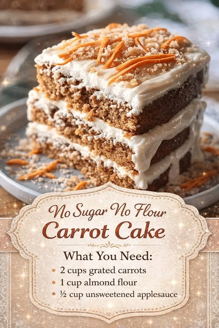 No Sugar No Flour Carrot Cake 1 No sugar no flour carrot cake slice decorated with nuts and cream