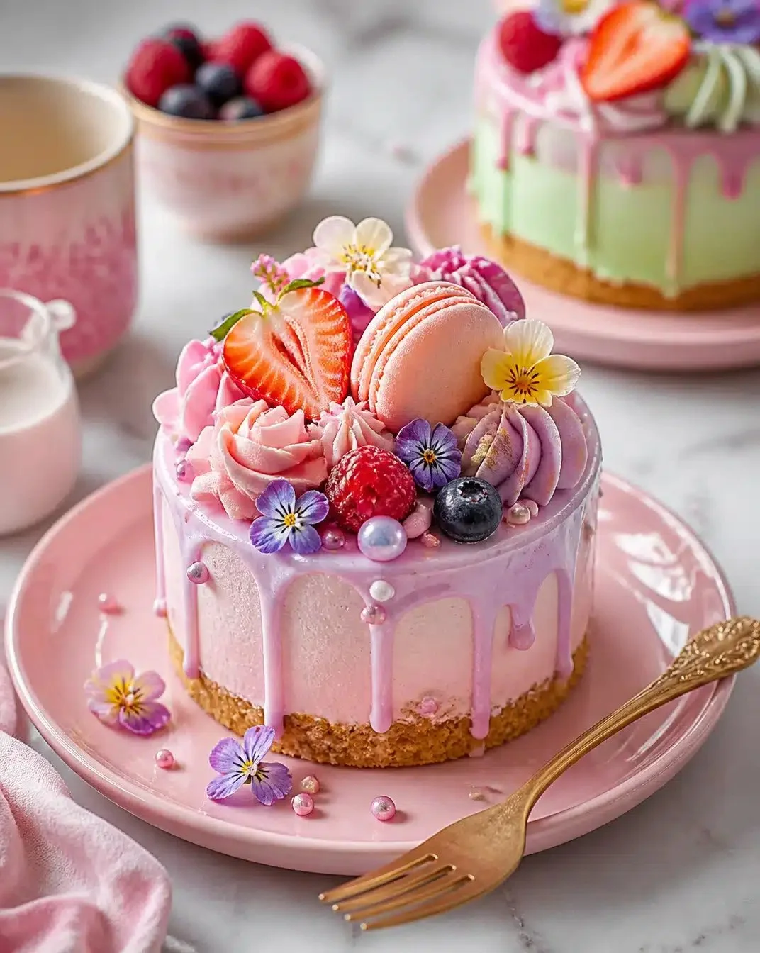 Pastel cloud macarons in various colors on a white plate