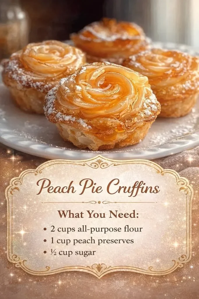 Peach Pie Cruffins with fresh peaches and flaky pastry