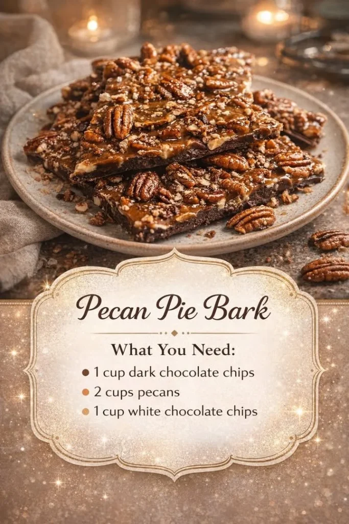 Delicious homemade Pecan Pie Bark dessert on a plate.