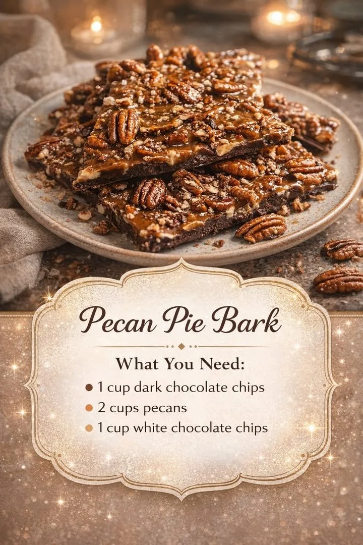 Pecan Pie Bark 1 Delicious homemade Pecan Pie Bark dessert on a plate.