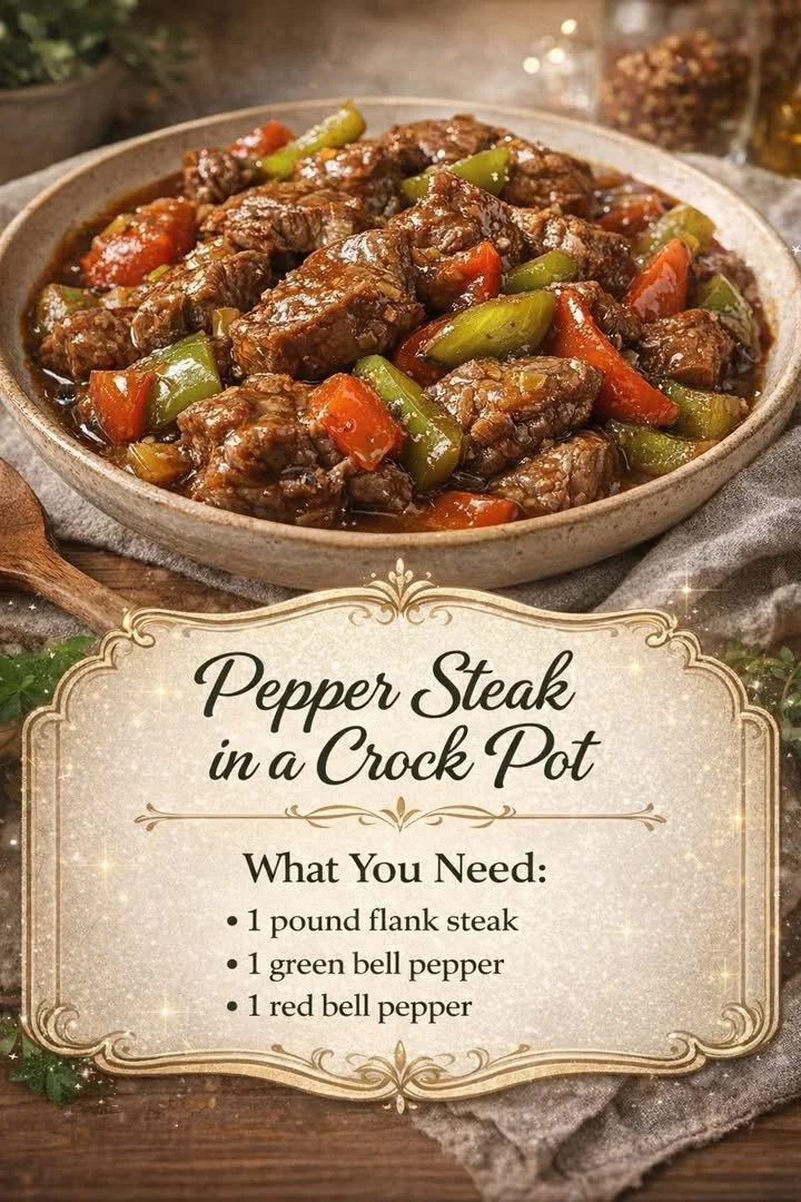 Crock pot pepper steak ready to serve with vegetables and rice