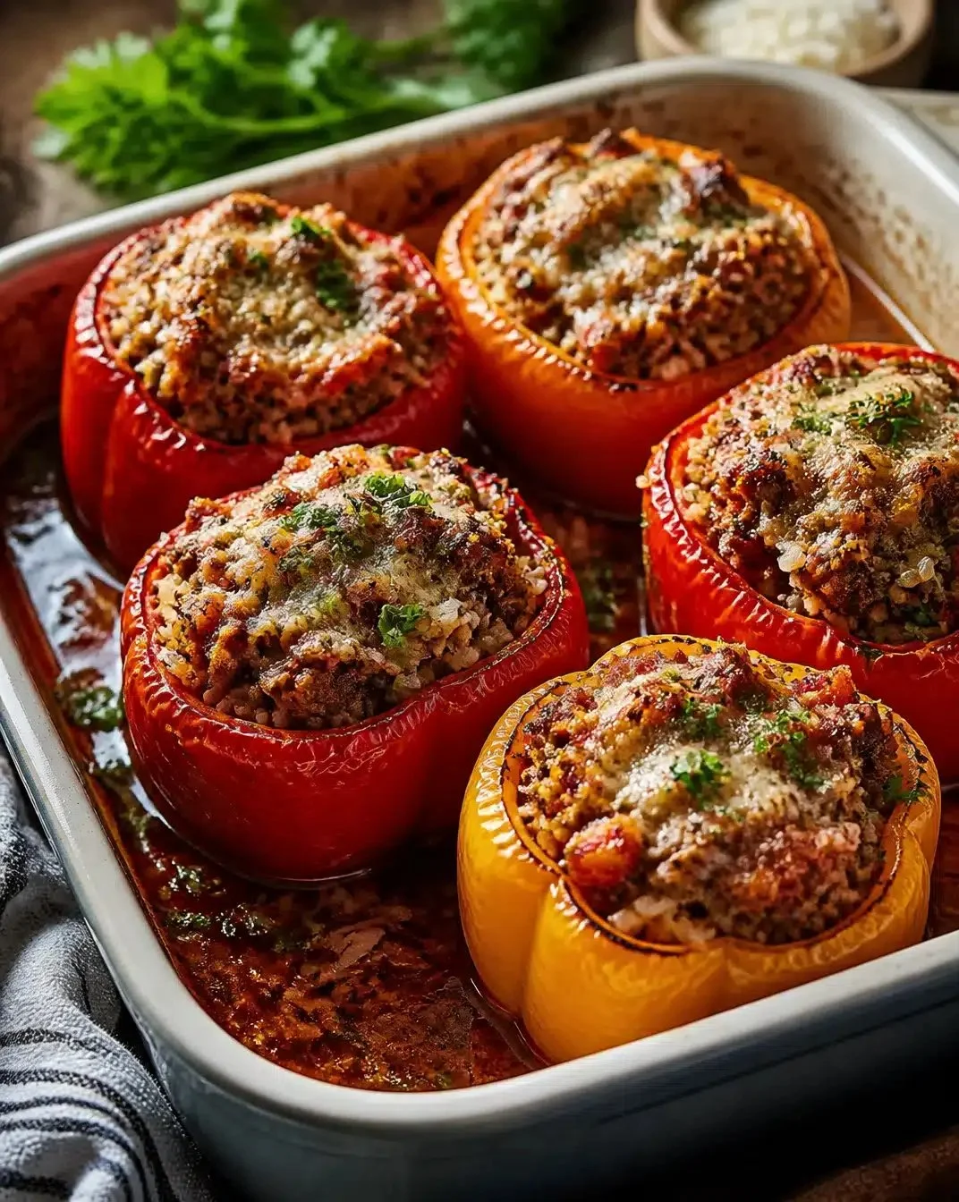 Stuffed Peppers 1 Colorful stuffed peppers filled with rice, vegetables, and spices